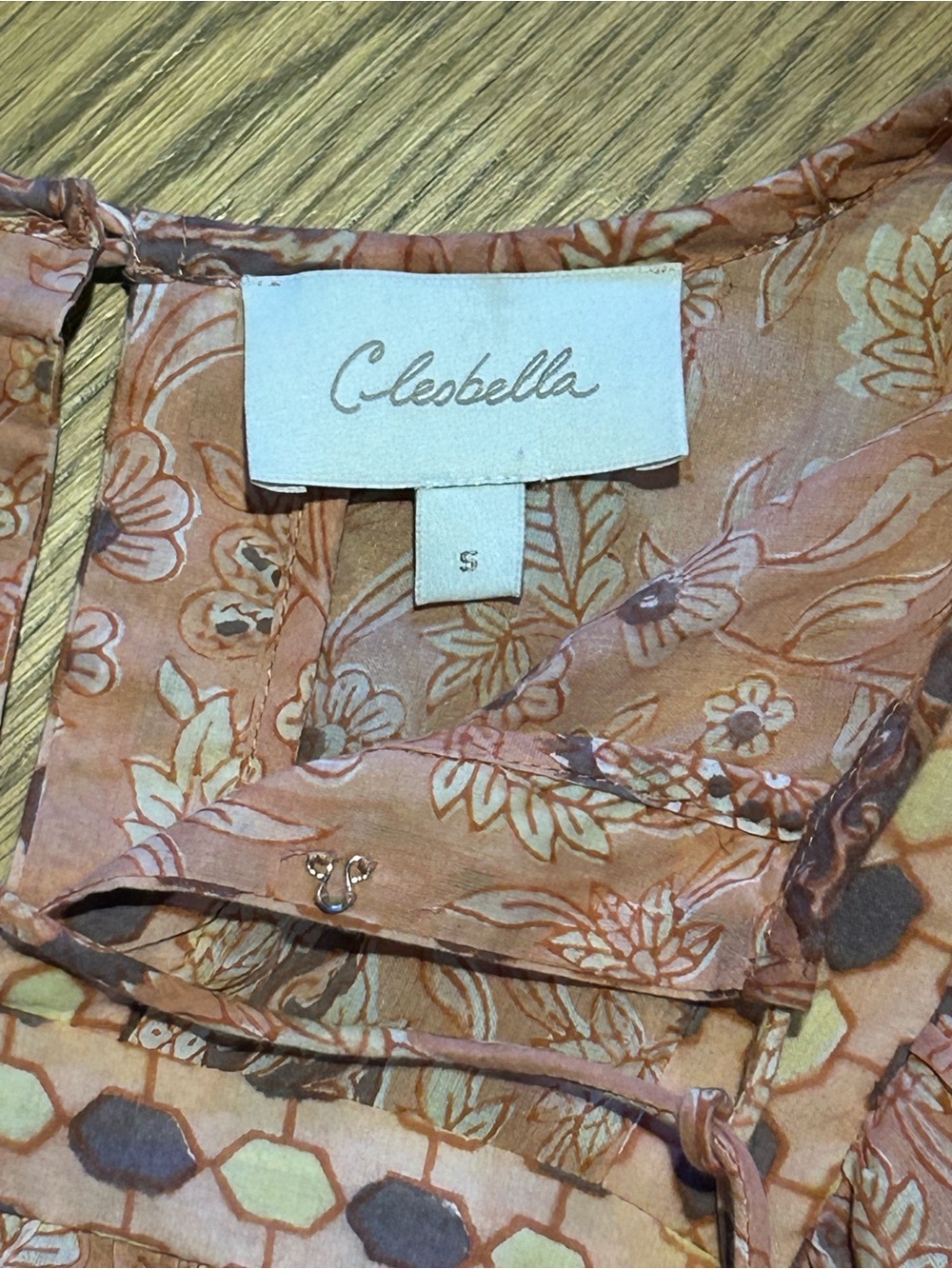 *Cleobella Boho Blouse S Organic Cotton Peach Floral Tassel Top Festival Chic - Picture 4 of 10
